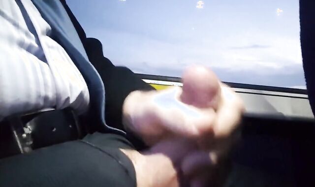 Suit Wanks and Cums on the Bus