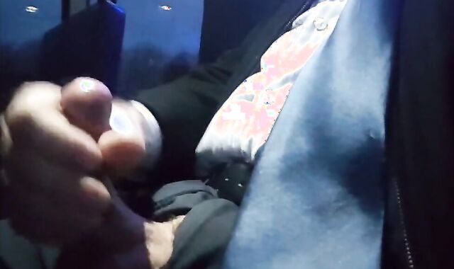 Suit Wanks and Cums on the Bus