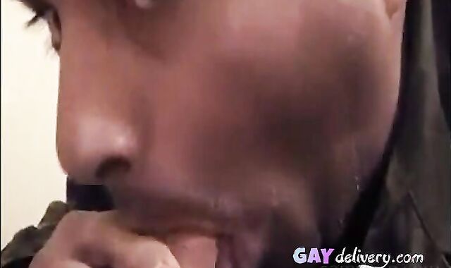 Big-Cock Blowjob in Naval Base: Amateur Military Boy Sucks and Swallows