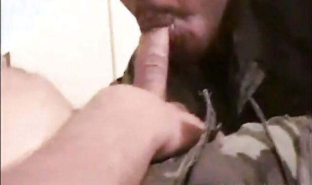 Big-Cock Blowjob in Naval Base: Amateur Military Boy Sucks and Swallows