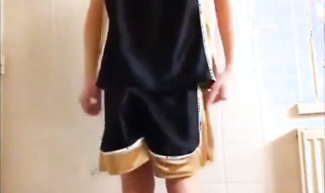 Twink Cums on Gym Shorts Solo