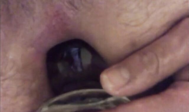 Big Glass Butt Plug Anal Gaping with a Twink