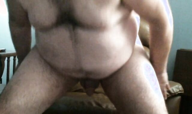 Fat Bear Masturbates on Webcam