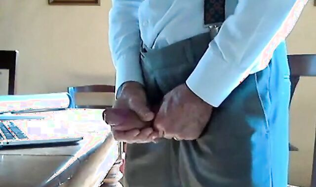 Grandpa Strokes His Cock