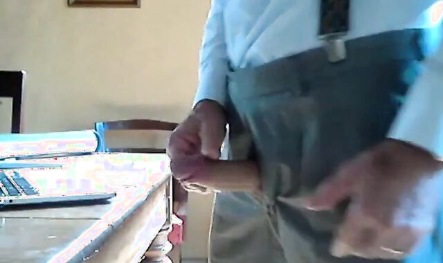 Grandpa Strokes His Cock