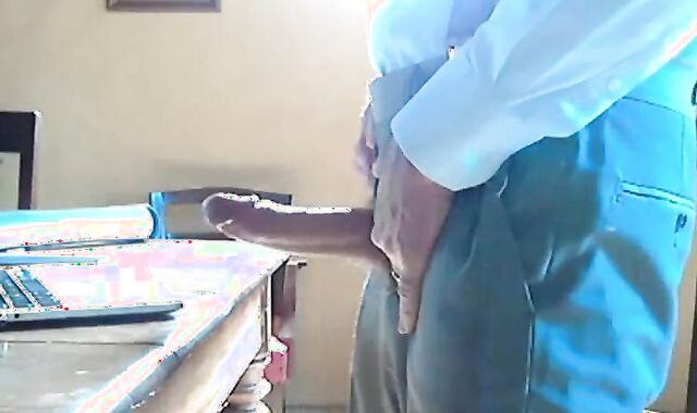 Grandpa Strokes His Cock