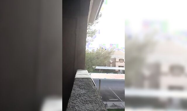 Exhibitionist Jacking Off on Balcony Almost Seen