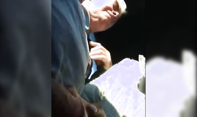 Blowjob in the Car with a Young Stud and an Older Gentleman