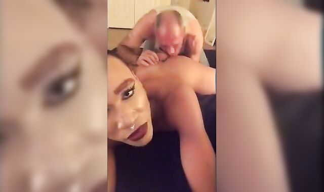 Crossdresser's Ass Licked by a Horny Man