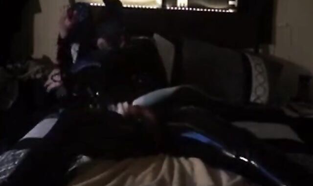 Twink's Kinky Latex Self-Bondage Session with a Sex Toy