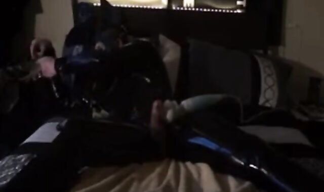 Twink's Kinky Latex Self-Bondage Session with a Sex Toy