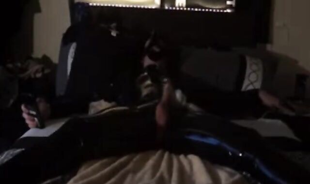 Twink's Kinky Latex Self-Bondage Session with a Sex Toy