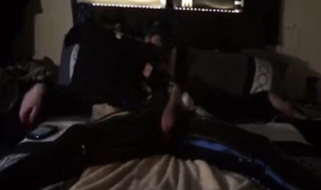 Twink's Kinky Latex Self-Bondage Session with a Sex Toy