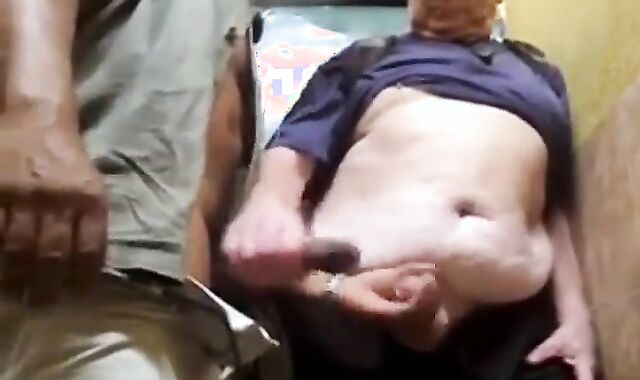 Old-Young Blowjob in the Toilet - Big Cock Handjob and Suck