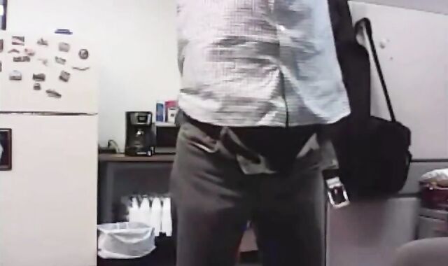 Big-Cocked Dad Strokes at the Office