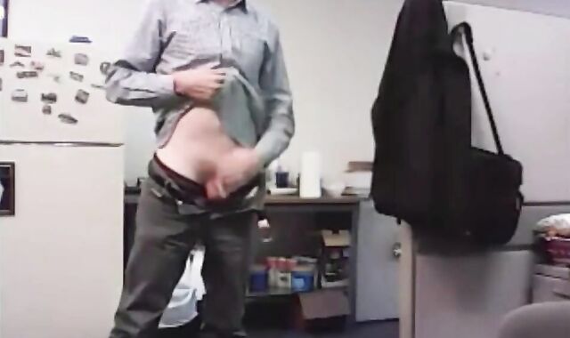 Big-Cocked Dad Strokes at the Office