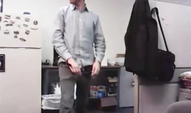 Big-Cocked Dad Strokes at the Office