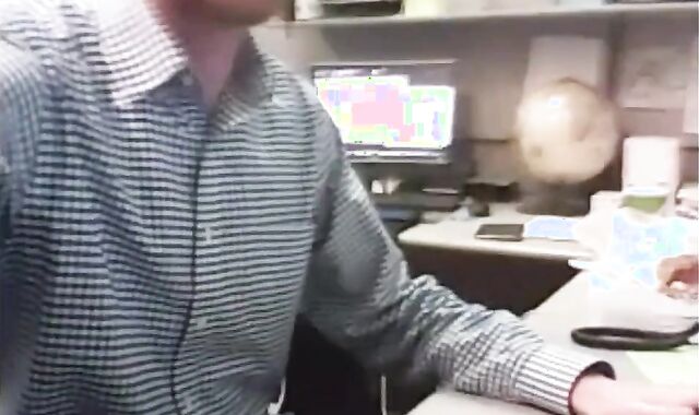 Big-Cocked Dad Strokes at the Office