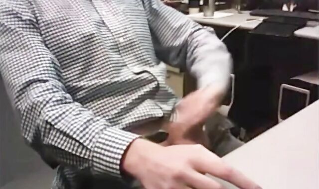 Big-Cocked Dad Strokes at the Office