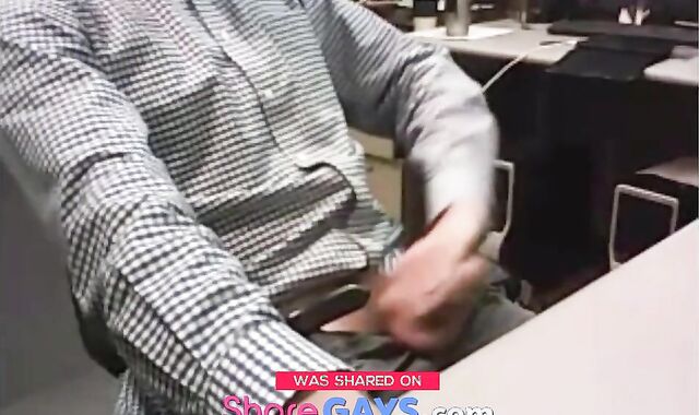 Big-Cocked Dad Strokes at the Office