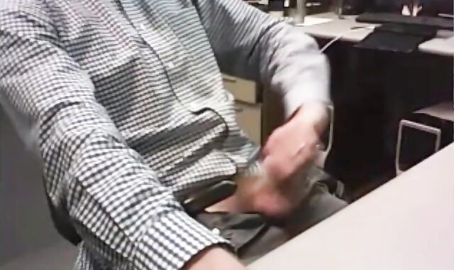 Big-Cocked Dad Strokes at the Office