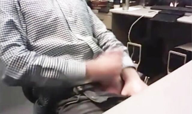 Big-Cocked Dad Strokes at the Office