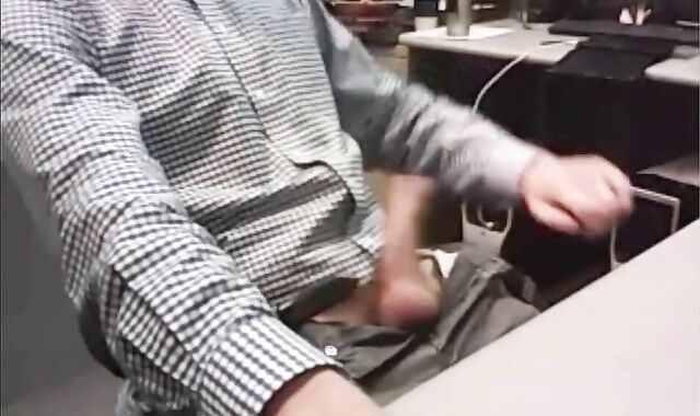 Big-Cocked Dad Strokes at the Office