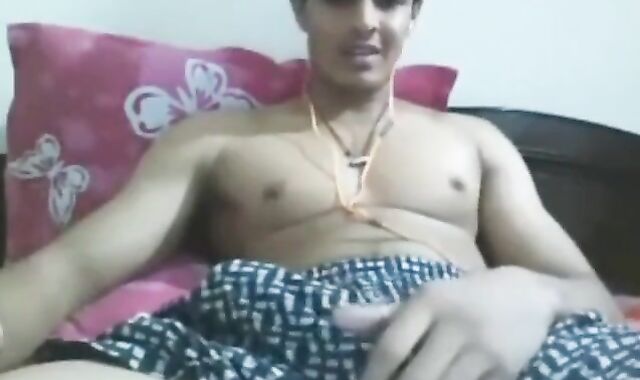 Uncut Indian Hunk Strokes His Big Cock on Webcam