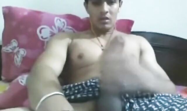 Uncut Indian Hunk Strokes His Big Cock on Webcam
