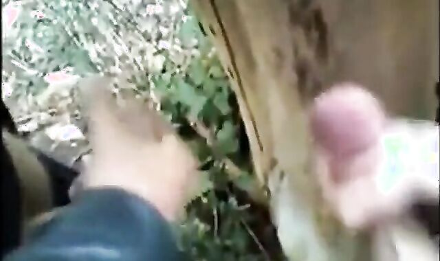 Outdoor Handjob for a Big Cock