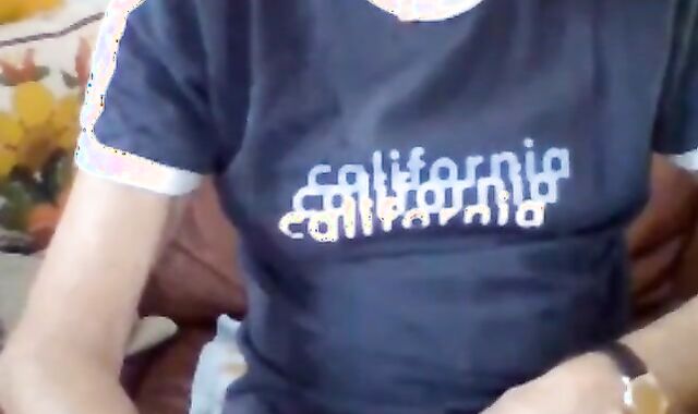 Skinny Sexy Grandpa Strokes on Webcam