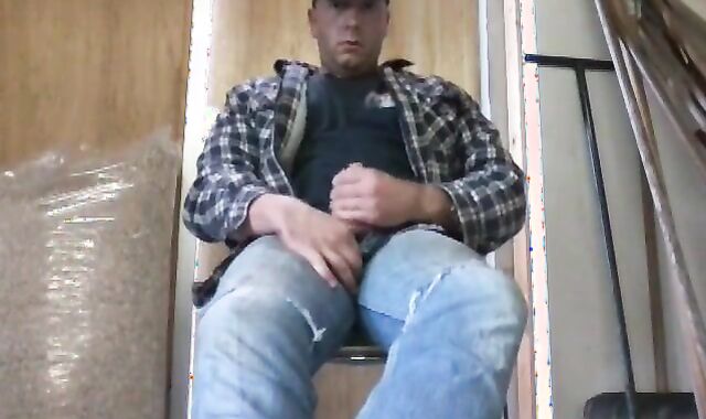 Bearded Daddy Strokes at Work