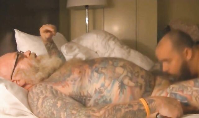 Tattooed Silver Daddy With a Small Cock