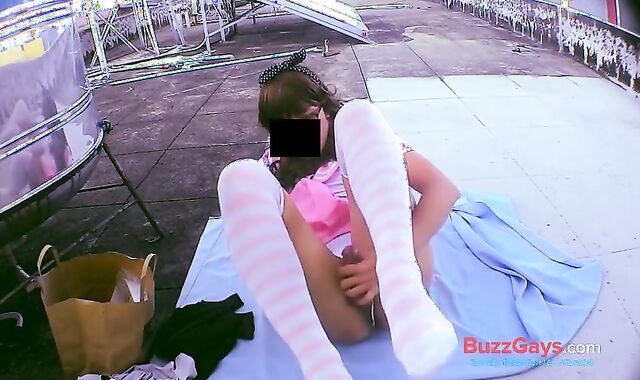 Asian Crossdresser Masturbates Outdoors 2
