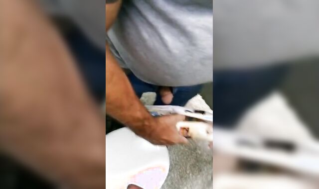 60-Year-Old Rustic Daddy Gives Me a Blowjob in a Public Bathroom