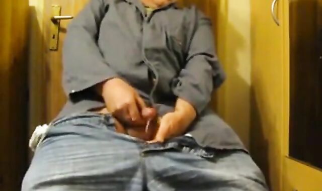 Fat Amateur Daddy Strokes Small Cock