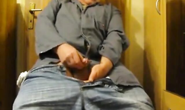Fat Amateur Daddy Strokes Small Cock