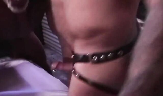 dude ravaged By 5 Leather Daddies