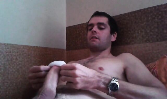 Big Cock Man Plays With His Tenga Egg