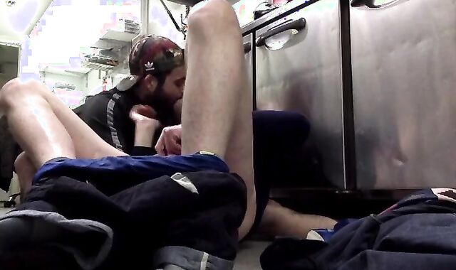 two mouth-watering beefsticks boink Bb In The Kitchin Where One Works As