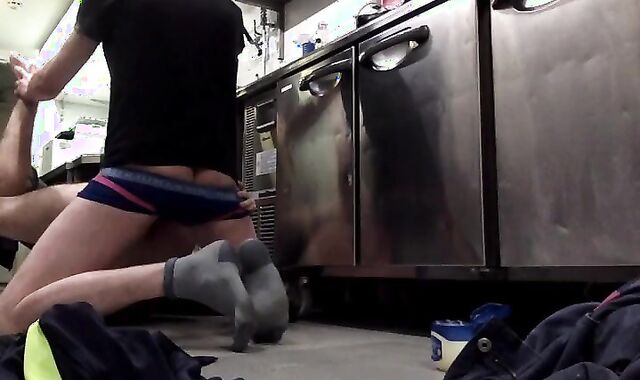 two mouth-watering beefsticks boink Bb In The Kitchin Where One Works As