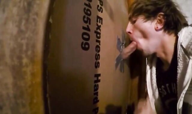 Twink Swallows Big Cock at Glory Hole