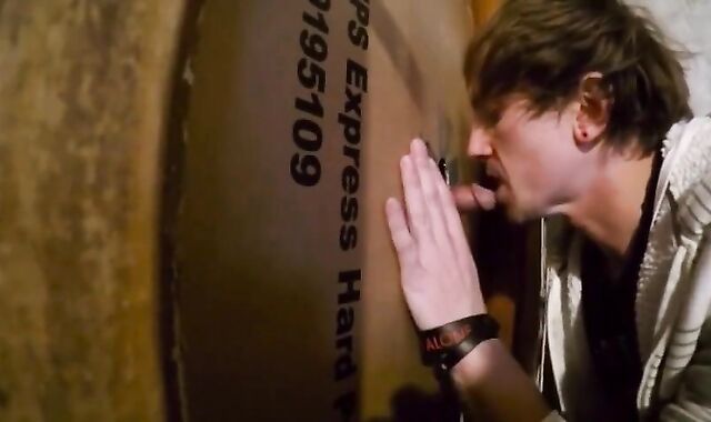 Twink Swallows Big Cock at Glory Hole