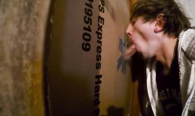 Twink Swallows Big Cock at Glory Hole