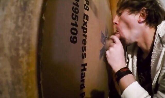 Twink Swallows Big Cock at Glory Hole