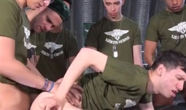 MilitaryDick - pretty Latino twunk Bj's A Bunch Of knobs And Takes them In The butt For Being Late