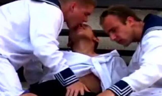 gang drill Fag Lovemaking By Navy homies In A Boat