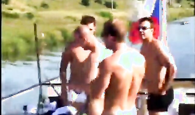 gang drill Fag Lovemaking By Navy homies In A Boat