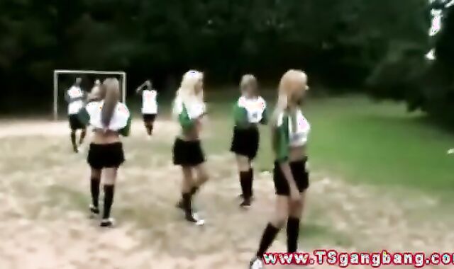 she-male soccer crew dril trainer after win