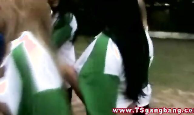 she-male soccer crew dril trainer after win